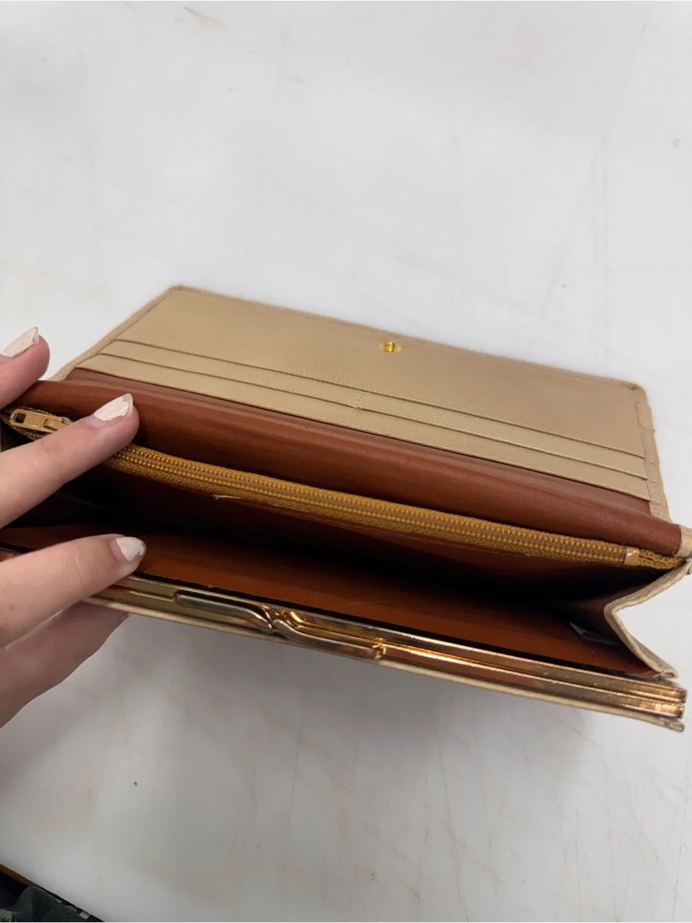 Vintage Pierre Cardin Tan Leather Slim Clutch Long Wallet
